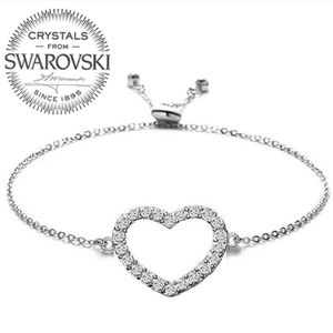 🆕️Swarovski Crystal Heart Adjustable Slider Bracelet
